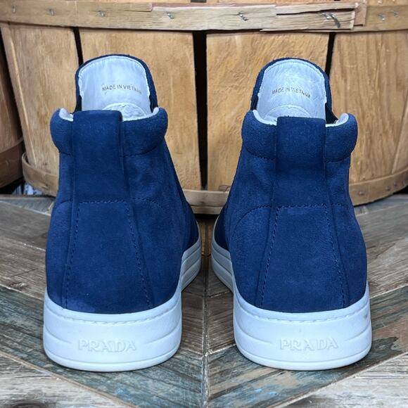 Prada High Top Blue Suede Pull On Chelsea Skate Sneakers Shoes Womens Size 6.5 - Picture 6 of 12